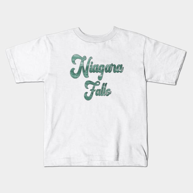 Niagara Falls Emerald Green Waters in Canada and USA, Word Art Script Typography Kids T-Shirt by Star58